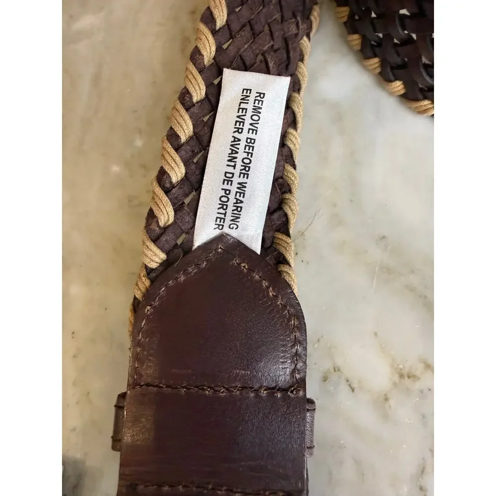 Le Chateau Braided Wide Leather Statement Belt Chocolate Brown M